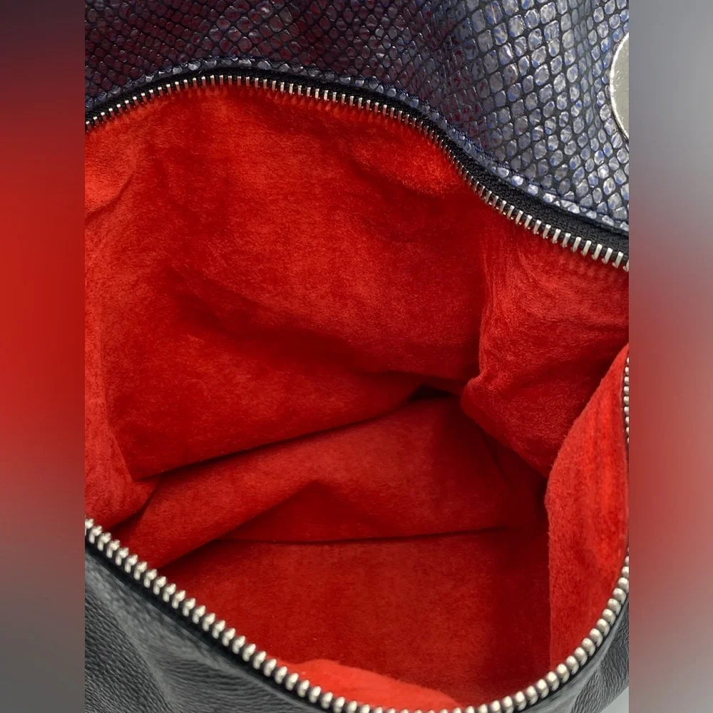 Hammitt Montana Large Reversible Black and Gray/Blue Leather Crossbody Bag - Picture 9 of 10